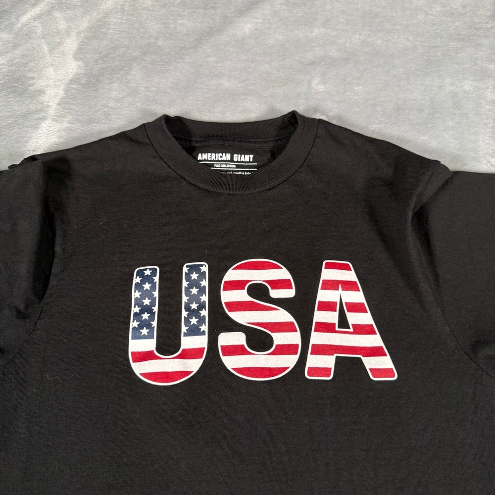 American Giant Flag Collection T Shirt Mens Small Made In USA Black - Picture 3 of 7